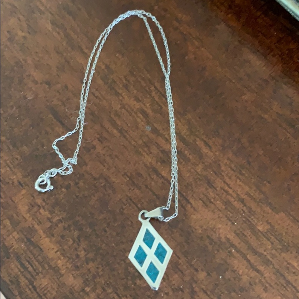 Sterling Silver turquoise inlaid necklace